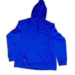 Nike Therma Fit Men's Hoodie Size L Blue Fleece Lined Embroidered Logo Active